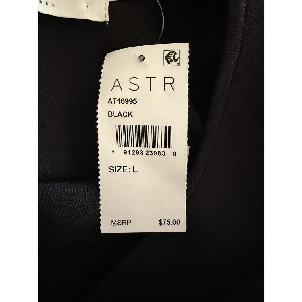 ASTR The Label Black Semi-Sheer Organza Sleeve Bodysuit NWT Size Large